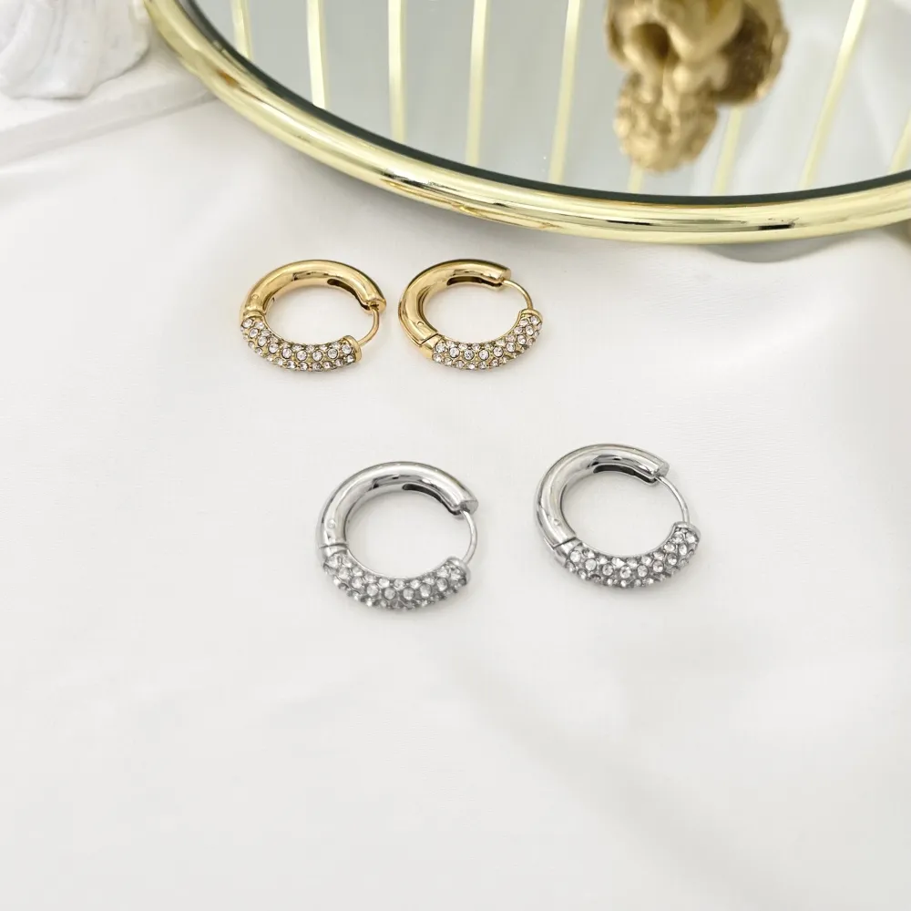 Cerchio in Acciaio con Strass-Orecchini in Acciaio - OAP-103-AA3342E