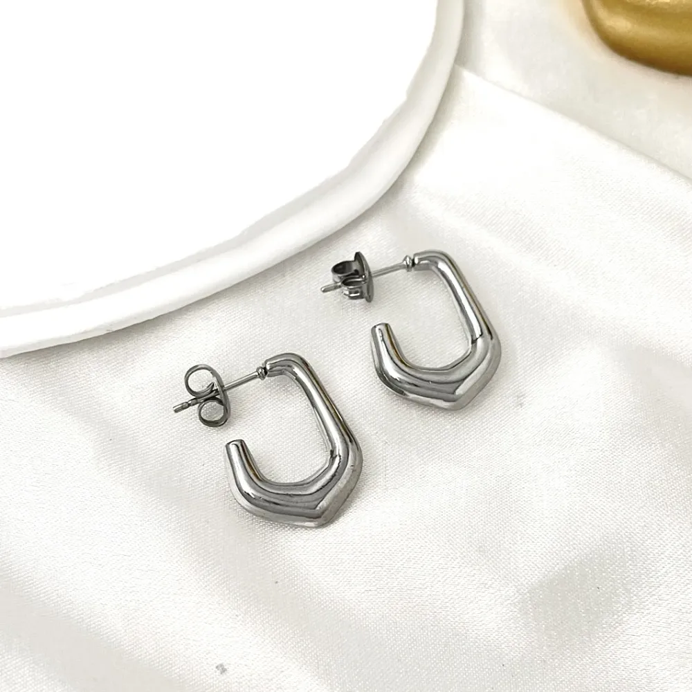 Cerchio Lavorato-Orecchini a Cerchio in Acciaio - OAP-103-AA3346E