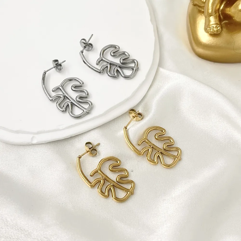 Foglia-Orecchini in Acciaio - OAP-103-AA3347E