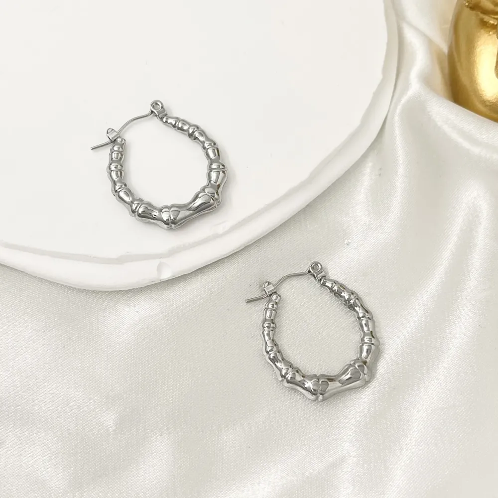 Cerchio Lavorato-Orecchini a Cerchio in Acciaio - OAP-103-AA3350E