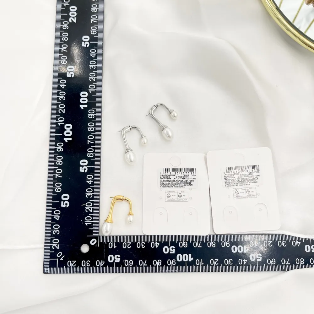 Doppio Perla-Orecchini in Acciaio - OAP-103-AA3752E