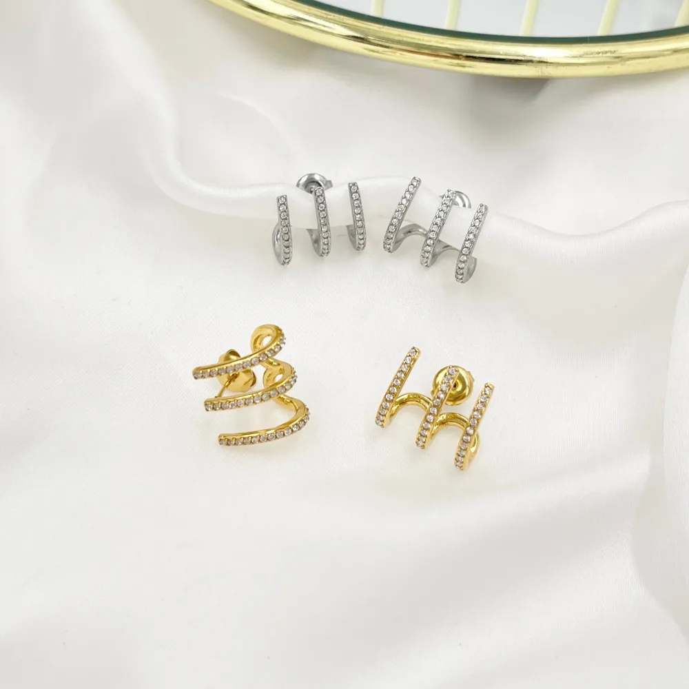 Tre fili -Orecchini in Acciaio - OAP-103-AA4438E