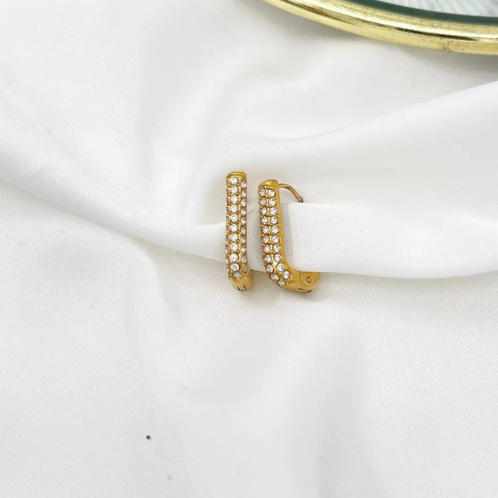 Cerchio Ovale con Zirconia-Orecchini in Acciaio - OAP-103-AA5011E