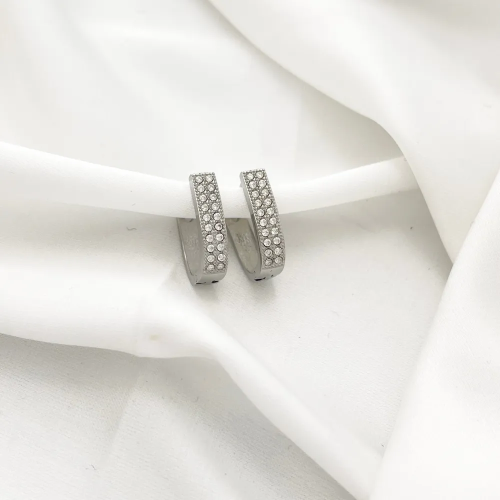 Cerchio Ovale con Zirconia-Orecchini in Acciaio - OAP-103-AA5012E