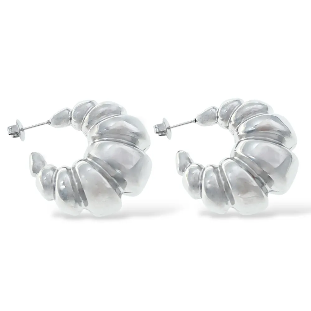 Cerchio bombato 12x30mm-Orecchini in Acciaio - OAP-103-AA5555E