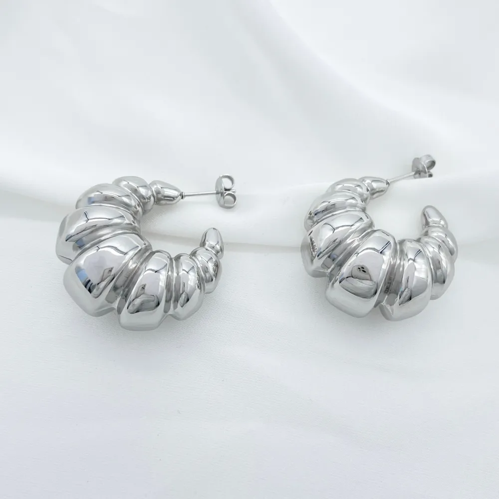 Cerchio bombato 12x30mm-Orecchini in Acciaio - OAP-103-AA5555E