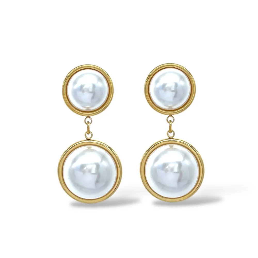 Doppio Perla-Orecchini in Acciaio - OAP-103-AA5626E