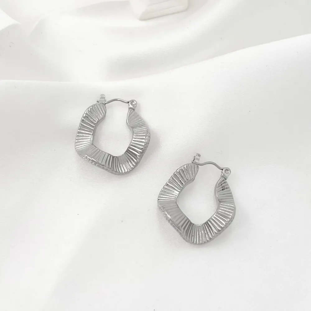 Cerchi Ondulati-Orecchini in Acciaio - OAP-208-313