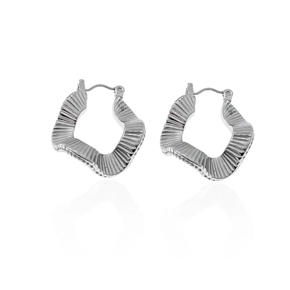 Cerchi Ondulati-Orecchini in Acciaio - OAP-208-313