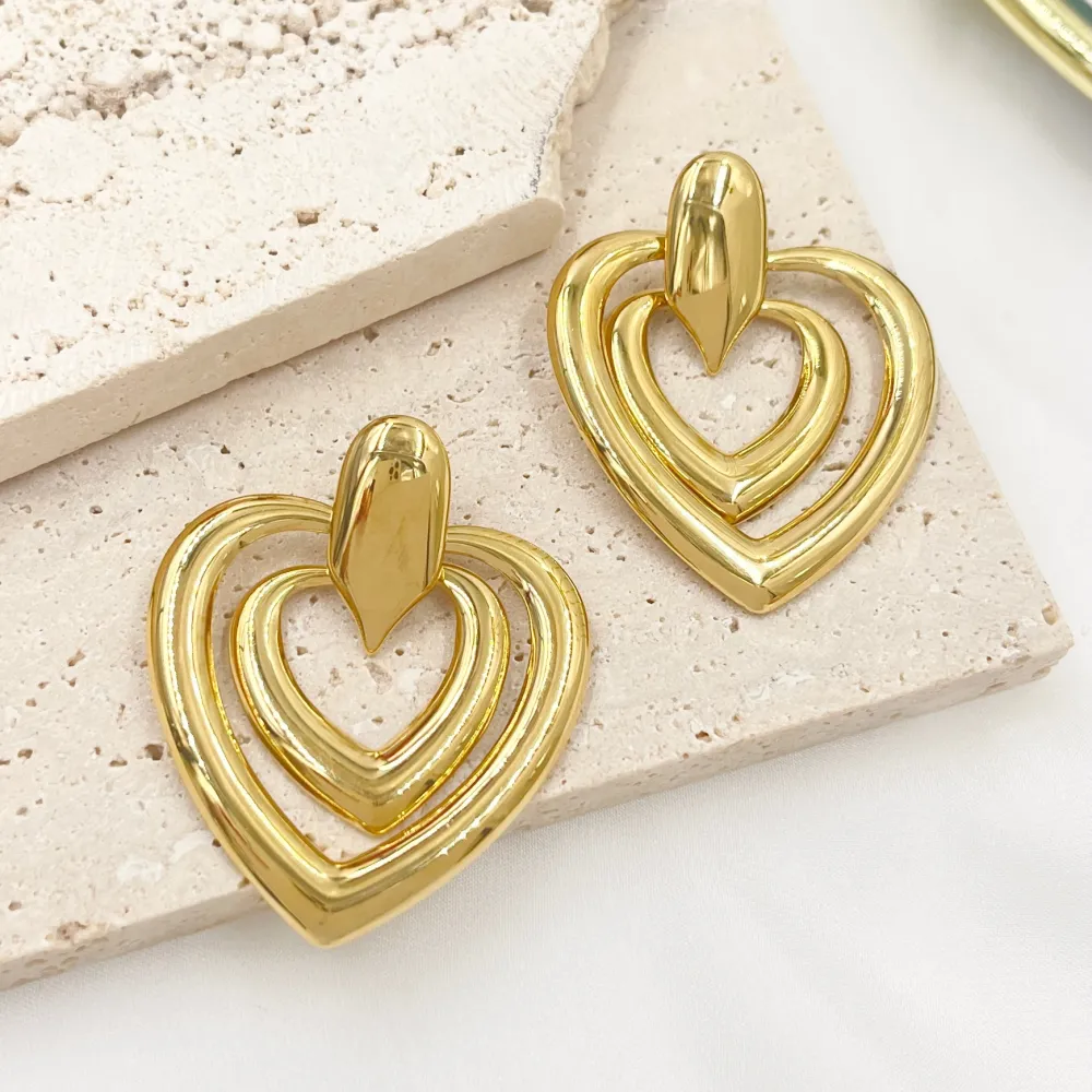 Doppio Cuore -Orecchini in Acciaio - OAP-413-002