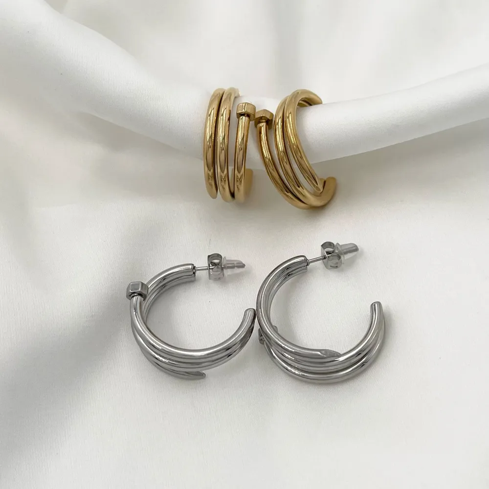 Cerchio Chiodo-Orecchini in Acciaio - OAP-413-1009