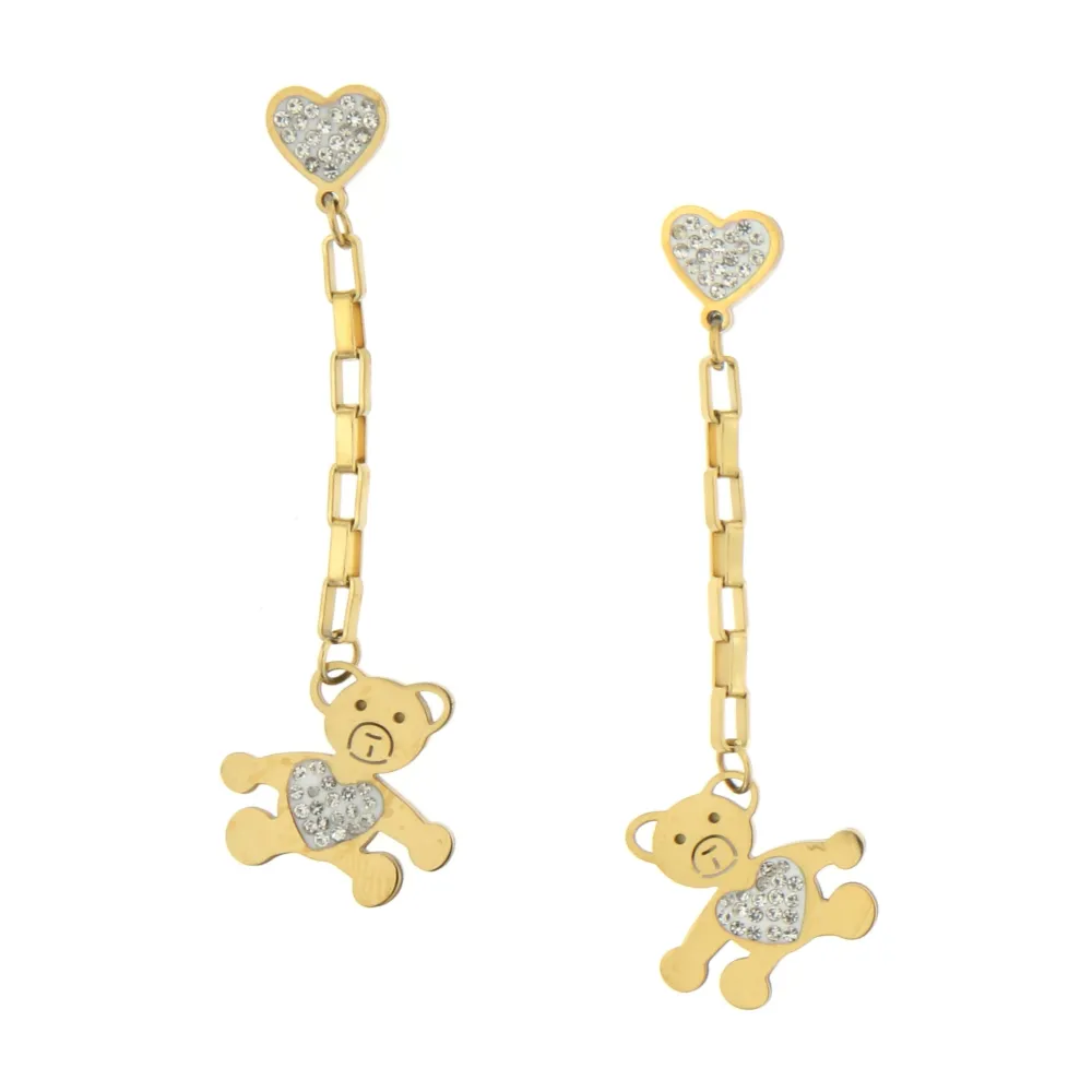 OAP7260-Orsetto e Cuore- Orecchini in Acciaio - OAP-413-1056