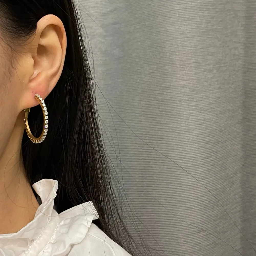 Cerchio 30mm con Zirconia-Orecchini in Acciaio - OAP-413-1075 30mm