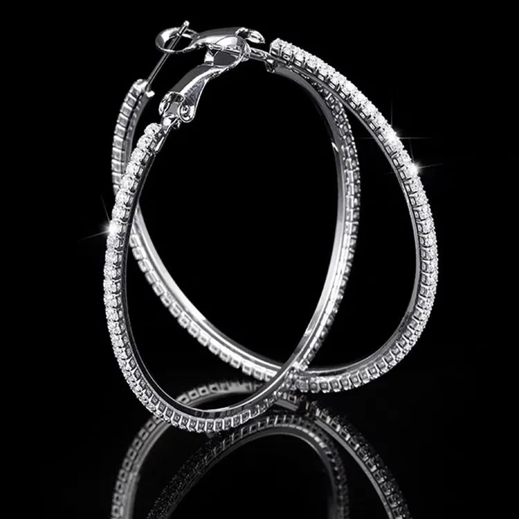 Cerchio 50mm con Zirconia-Orecchini in Acciaio - OAP-413-1077 50mm