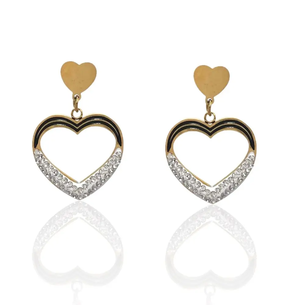 Cuore Pendente-Orecchini in Acciaio - OAP-413-1113