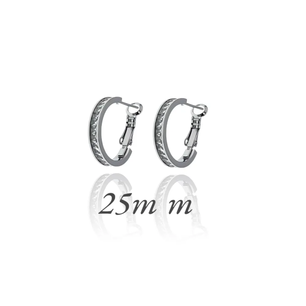 Cerchio 20mm con Zirconia-Orecchini in Acciaio - OAP-413-1158 20mm