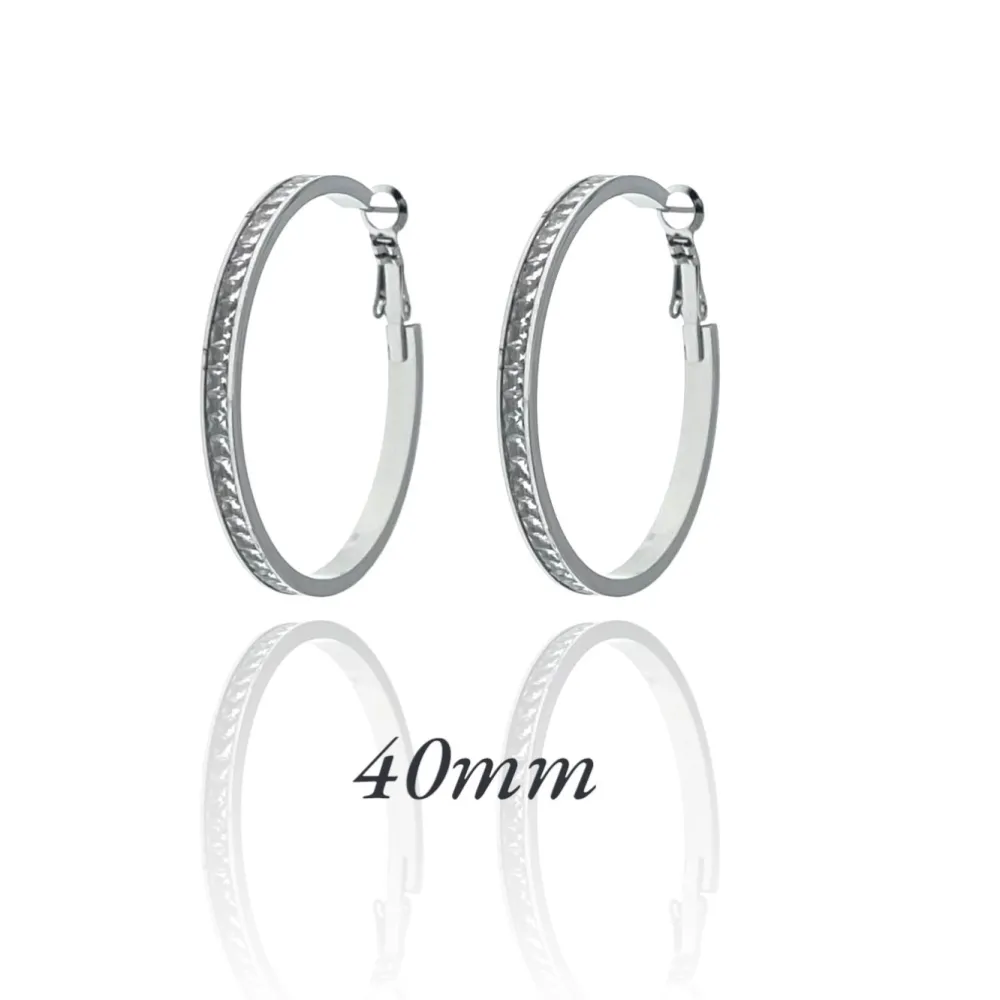 Cerchio 40mm con Zirconia-Orecchini in Acciaio - OAP-413-1158 40mm