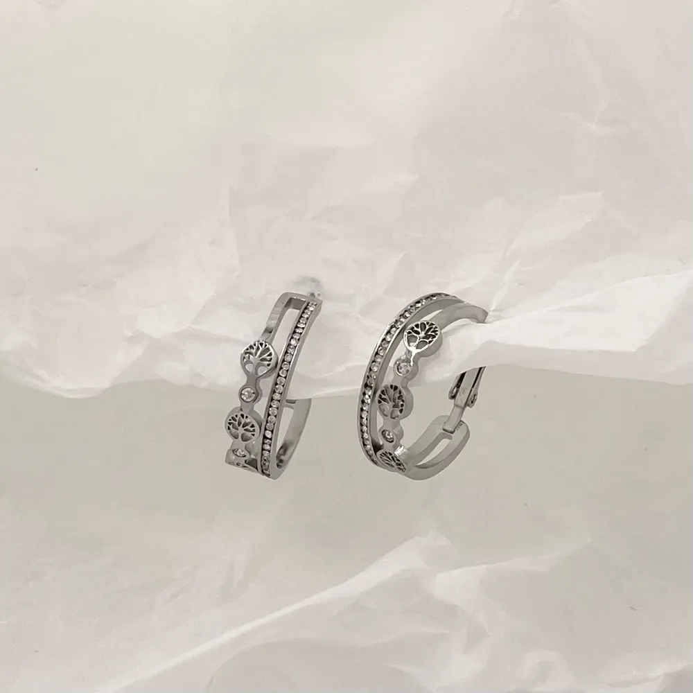 Cerchio con Albero della Vita-Orecchini in Acciaio - OAP-413-1388