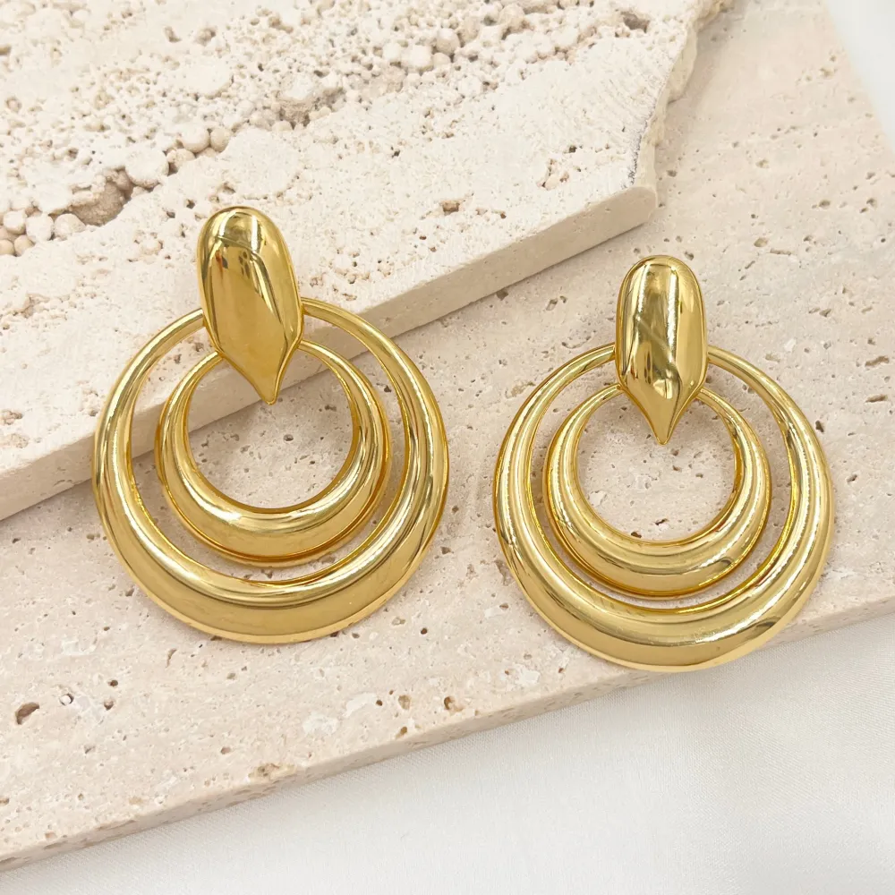 Doppio Cerchio -Orecchini in Acciaio - OAP-413-2102