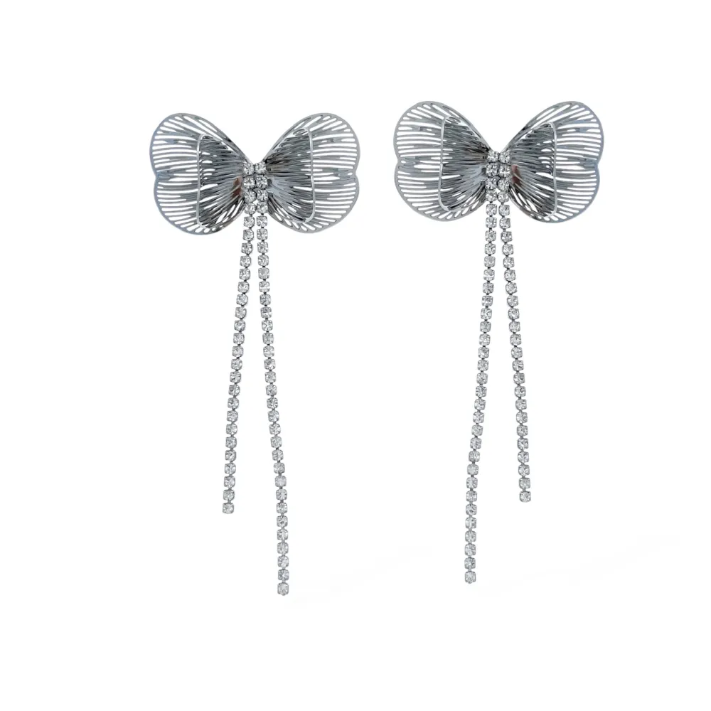 Farfalla con Tennis -Orecchini in Acciaio - OAP-413-2491
