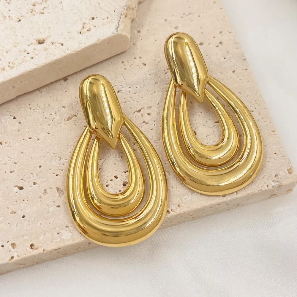 Doppia Goccia -Orecchini in Acciaio - OAP-413-6167