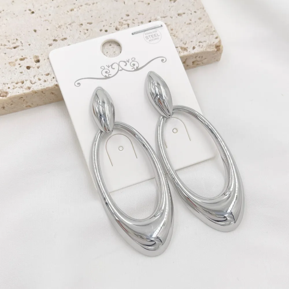 Cerchio Ovale -Orecchini in Acciaio - OAP-413-6947