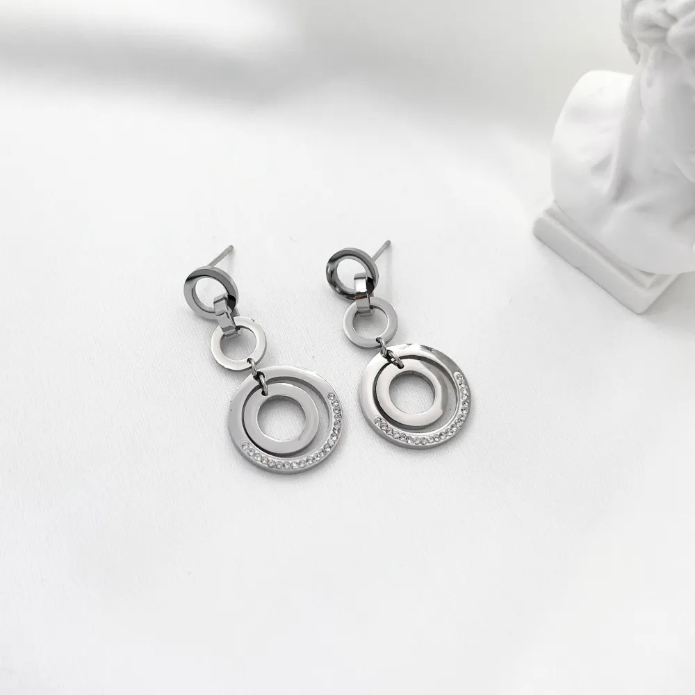 Doppio Cerchio -Orecchini in Acciaio - OAP-413-928
