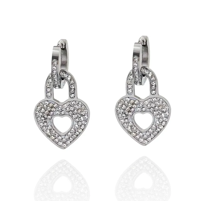 Lucchetto Cuore -Orecchini in Acciaio - OAP-413-966c