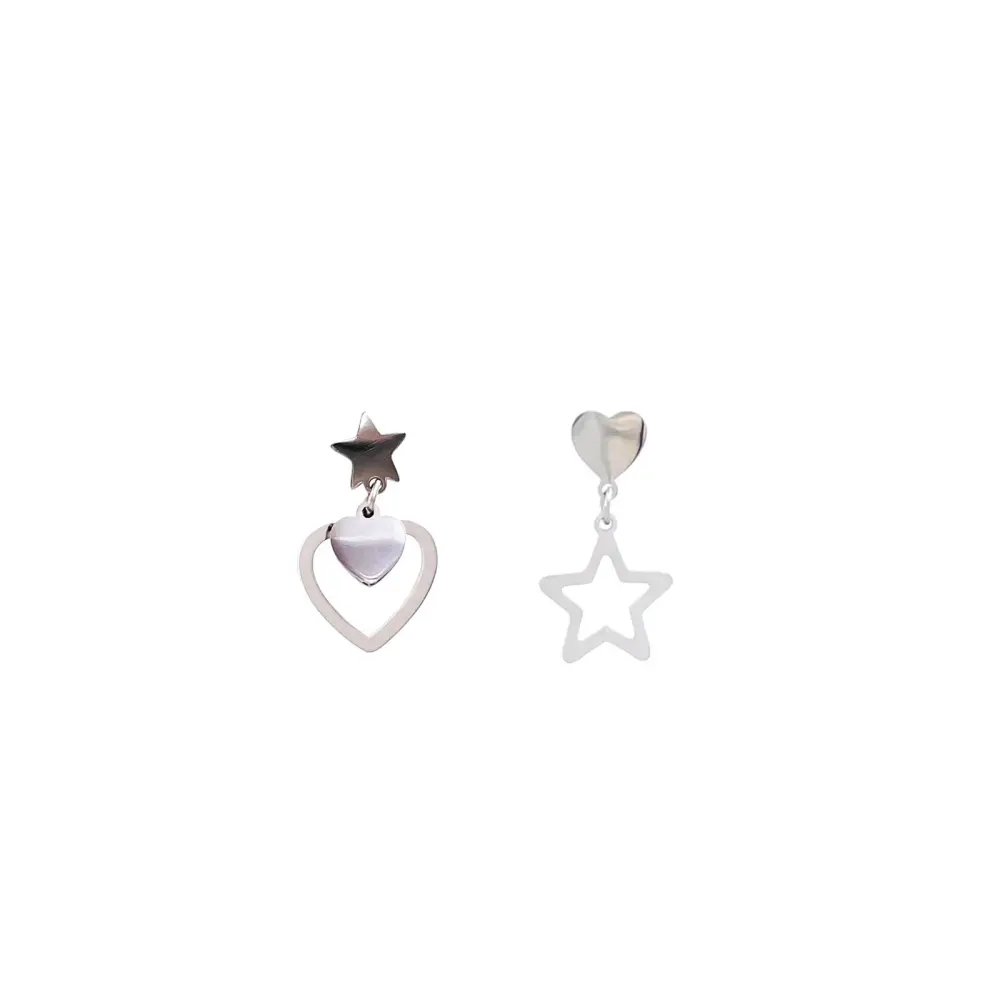 Cuore Stella - Orecchini Pendenti in Acciaio - OAP-413-Cuore