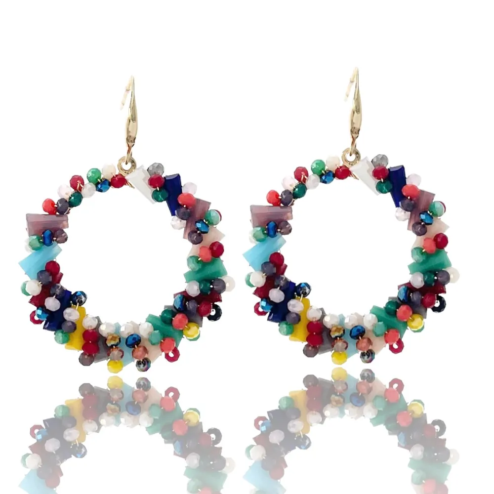 Cerchio Vuoto-Orecchini in Acciaio con Cristalli - OAP-428-10