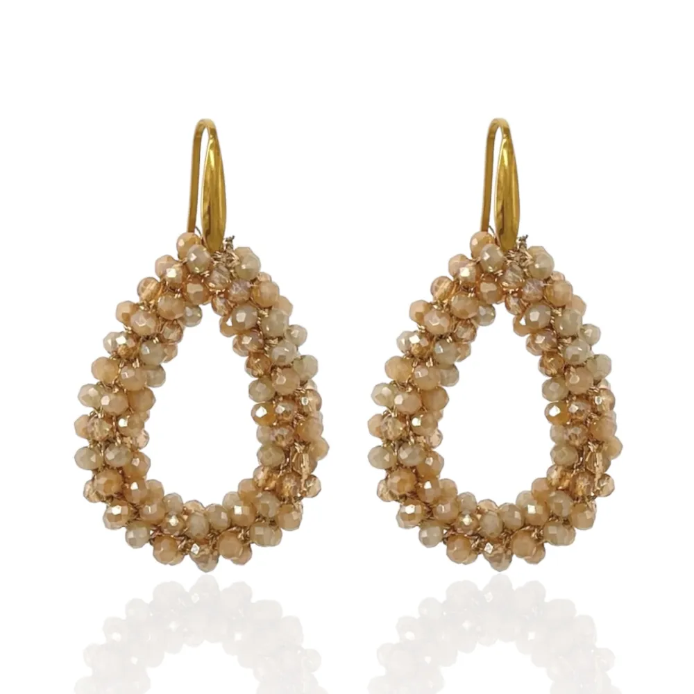 Goccia con Cristalli Colorati-Orecchini in Acciaio - OAP-428-13