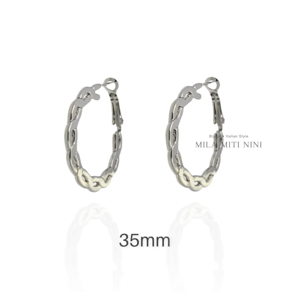 Intrecciato 35mm-Orecchini a Cerchio in Acciaio - OAP-445-026