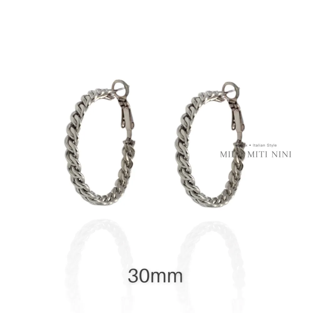 Groumette 30mm-Orecchini a Cerchio in Acciaio - OAP-445-030