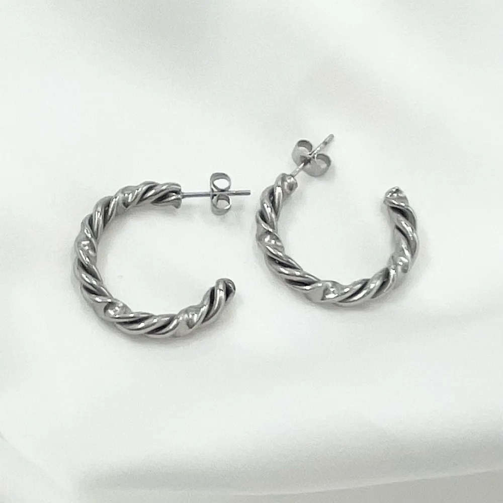 Cerchio Intrecciato -Orecchini in Acciaio - OAP-445-12
