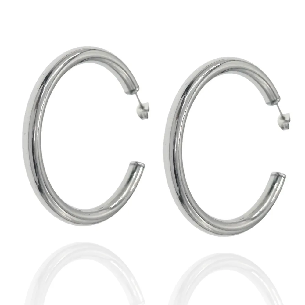 Cerchio Bombato 5x50mm-Orecchini in Acciaio - OAP-445-13 5x50mm