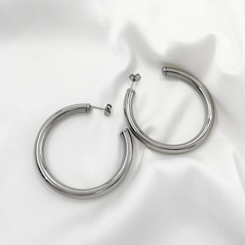 Cerchio Bombato 5x50mm-Orecchini in Acciaio - OAP-445-13 5x50mm