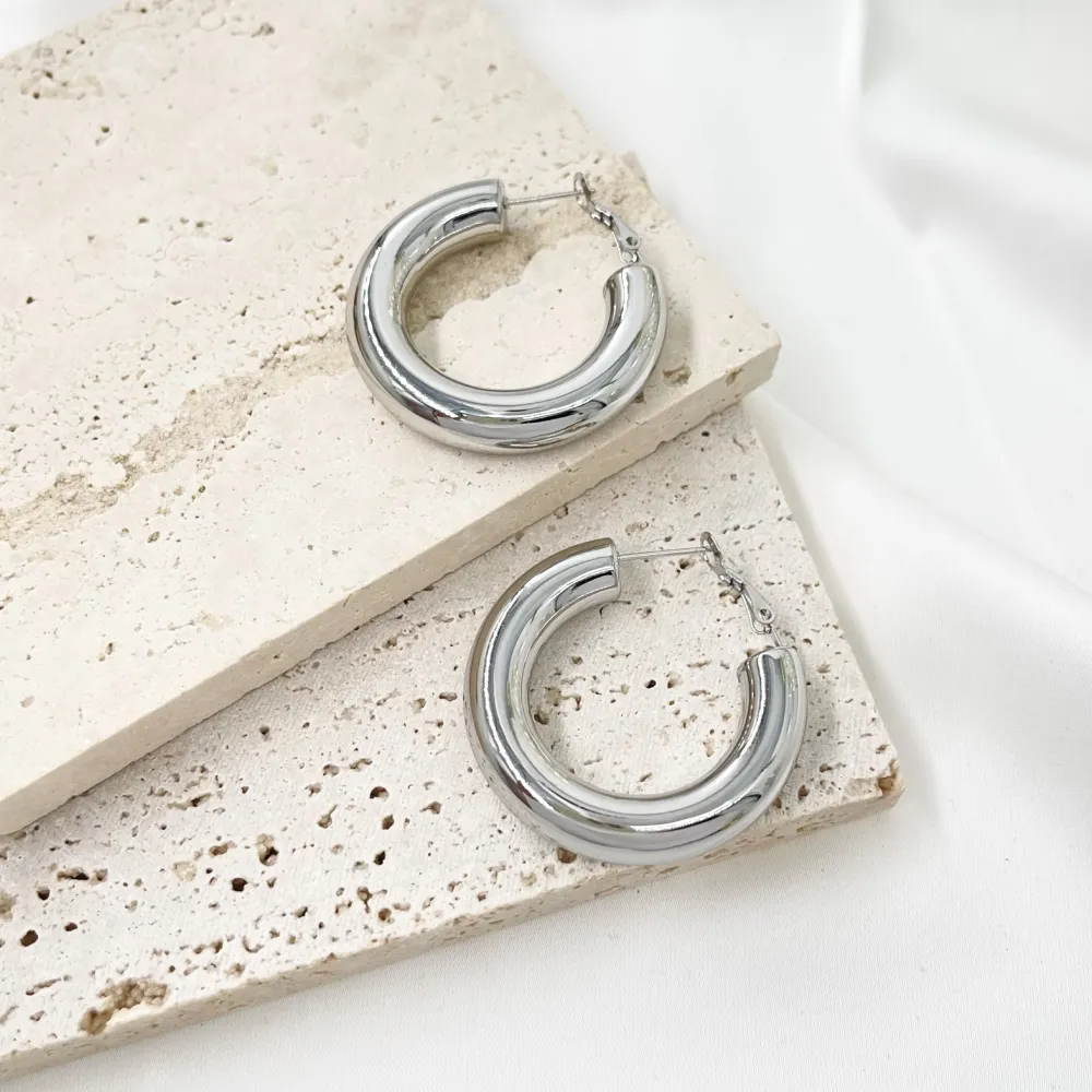 Cerchio Lavorato-Orecchini a Cerchio in Acciaio - OAP-450-658 8x40mm