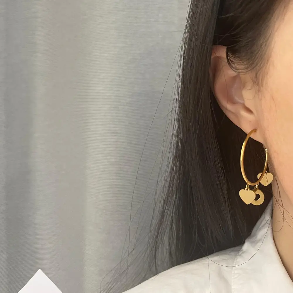 OAP6817-Cuore- Orecchini a Cerchio con Pendenti in Acciaio - OAP6817-Cuore- Orecchini a Cerchio con Pendenti in Acciaio