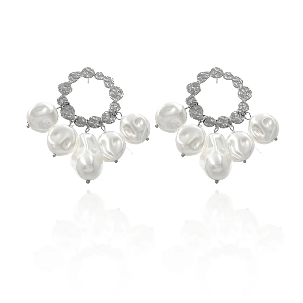 Cerchio con Perla-Orecchini in Acciaio - OAP-729-08