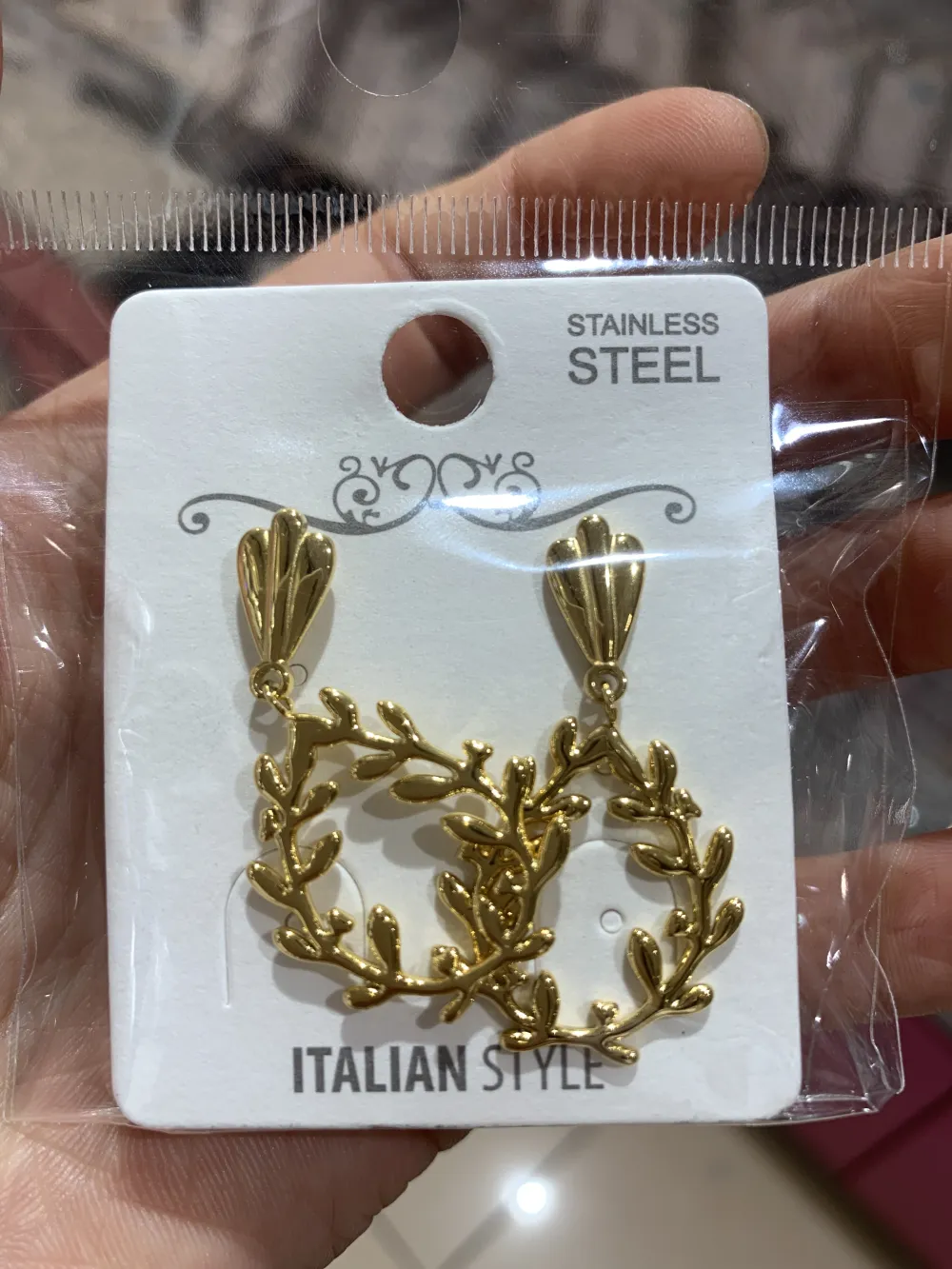 Foglia a Goccia-Orecchini in Acciaio - OAP-729-29