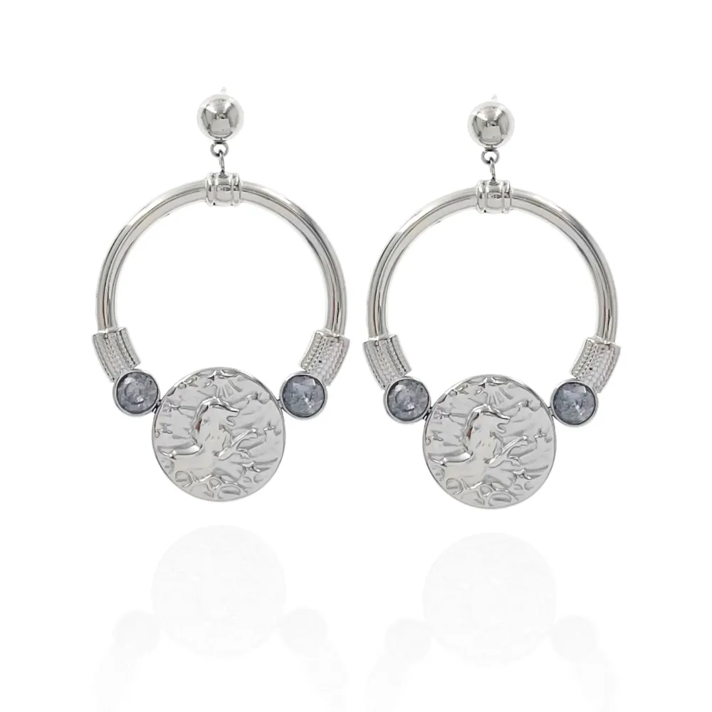 Cerchio con Tondo-Orecchini in Acciaio - OAP-729-34