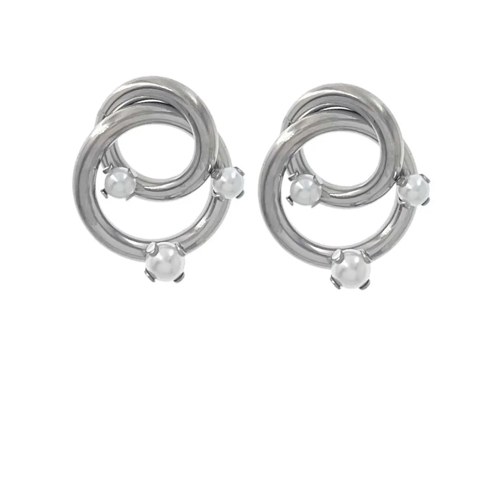 Cerchio con Perla-Orecchini in Acciaio - OAP-729-40