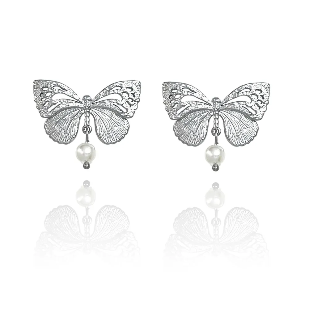 Farfalla con Perla-Orecchini in Acciaio - OAP-732-270