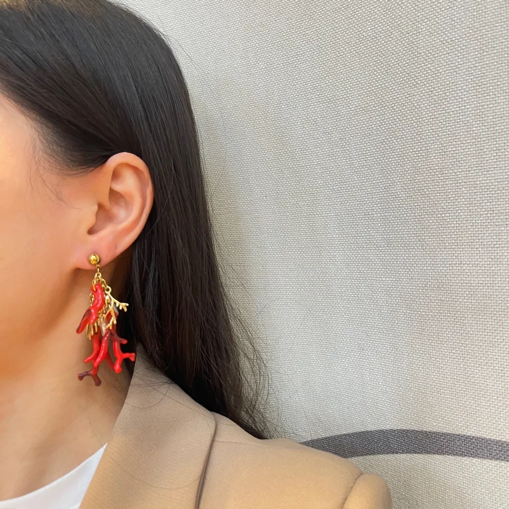 Corallo-Orecchini in Acciaio - OAP-732-409