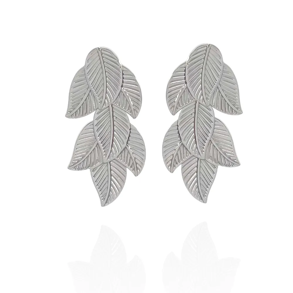 Foglie Lunghe-Orecchini in Acciaio - OAP-732-55