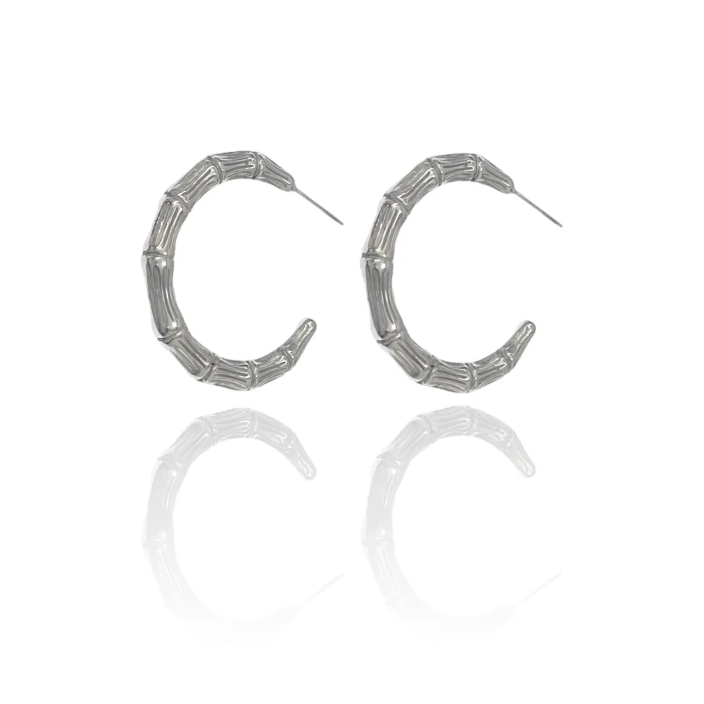 Cerchio Lavorato 35mm-Orecchini in Acciaio - OAP-732-92 35mm