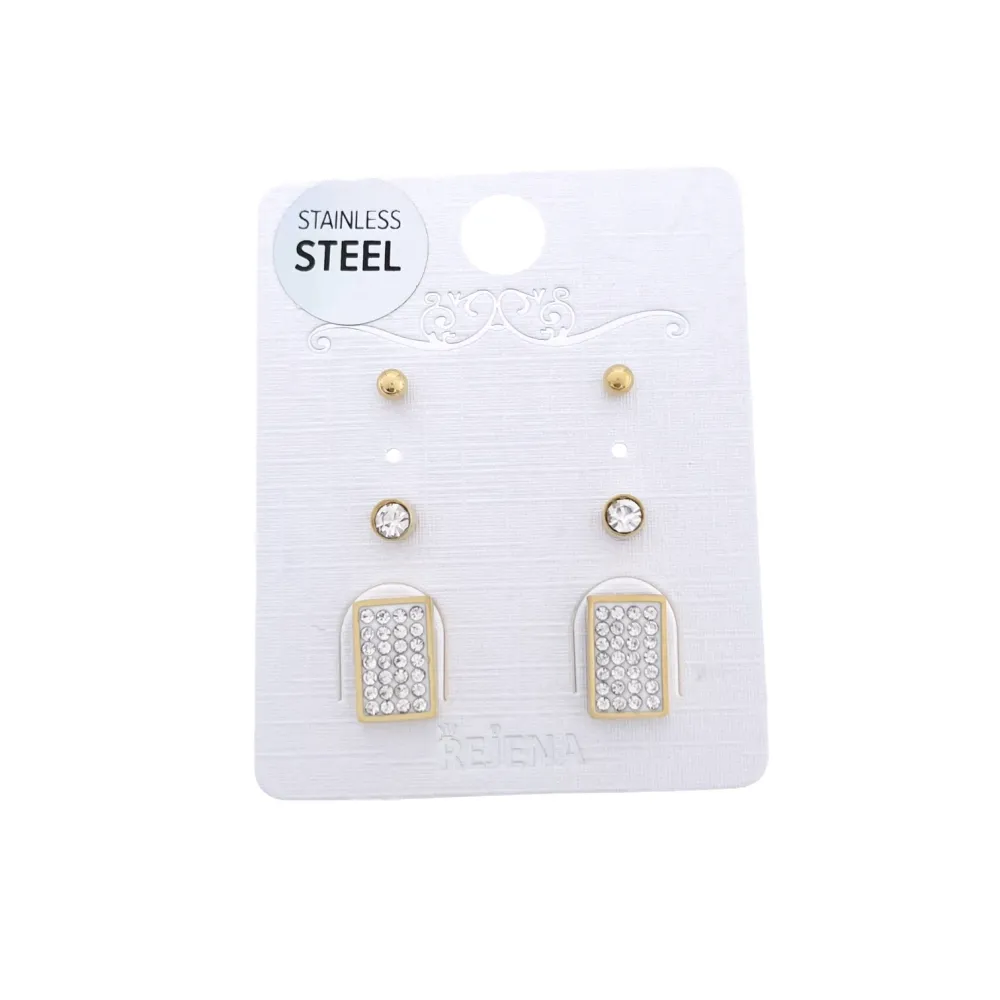 OAP7341-Rettangolo-Orecchini Tris in Acciaio - OAP7341-Rettangolo-Orecchini Tris in Acciaio