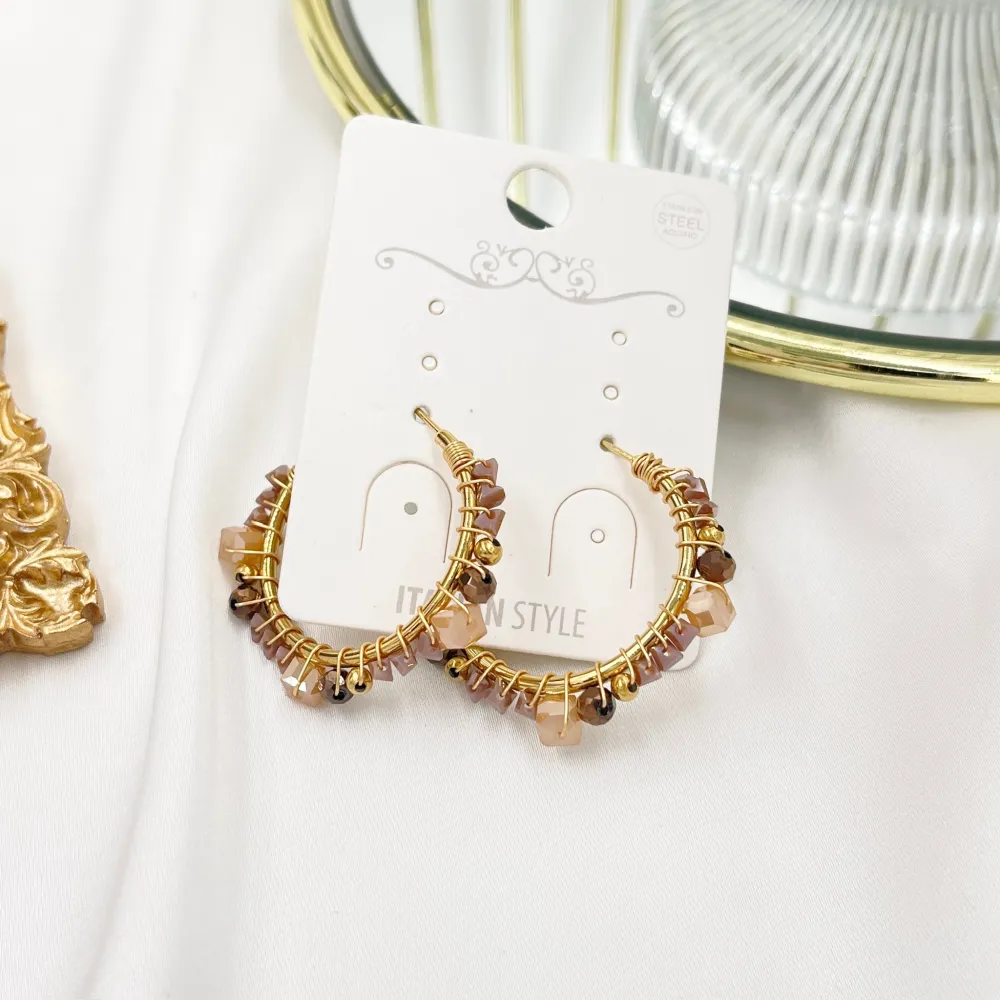 Cerchio con Cristalli-Orecchini in Acciaio - OAP-735-34