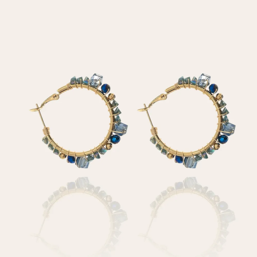 Cerchio con Cristalli-Orecchini in Acciaio - OAP-735-34