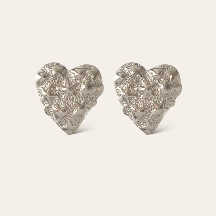 Cuore Lavorato -Orecchini in Acciaio - OAP-754-10